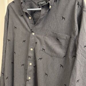 Chaps Men's Gray Patterned Button Down Shirt